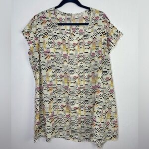DANIEL Rainn abstract print cap sleeve top